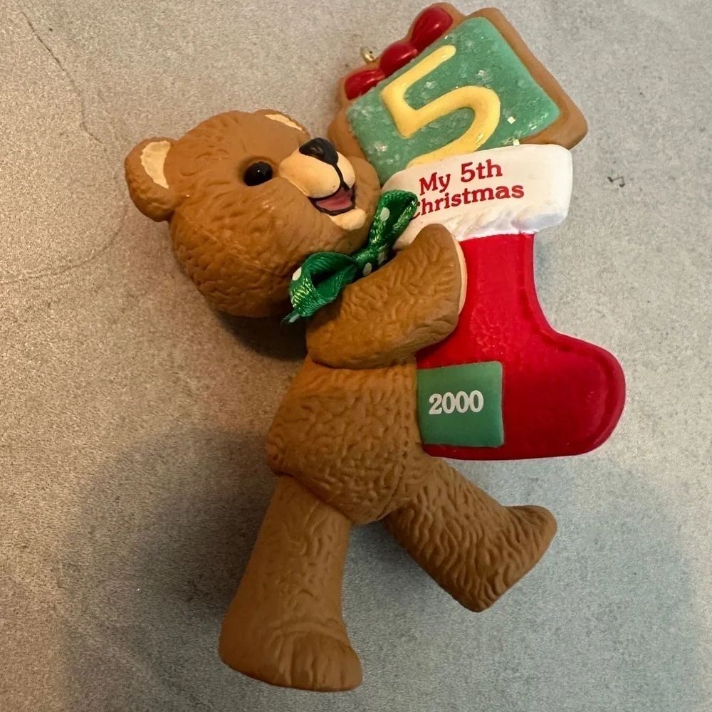Hallmark Keepsake Ornament - Red and Green Bear with Number 5